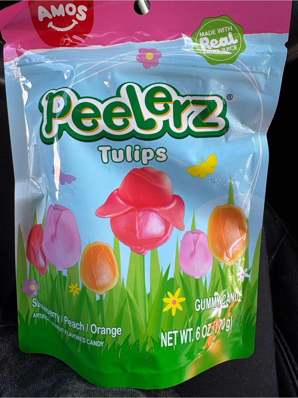 AMO Peelerz Tulips Gummy Candy - Pink/Orange/Red